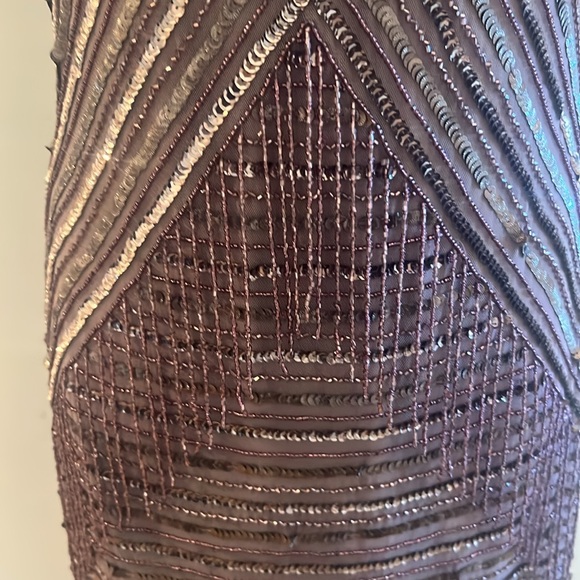 Aidan Mattox fully beaded short sleeve with fringes dressy dress - Picture 6 of 10